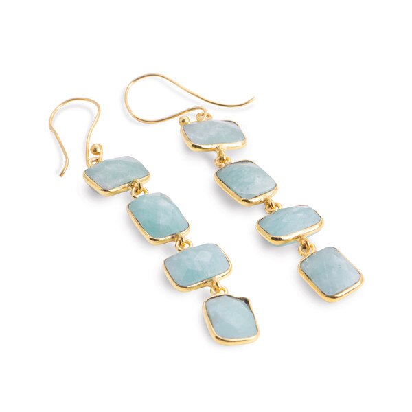 Ariella Earrings Amazonite Bezel (Gold)